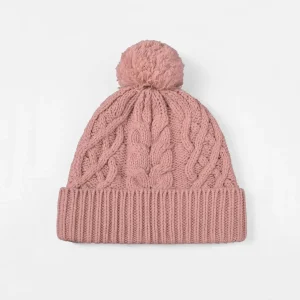 Cable Knit Wool Pom Pom Beanie
