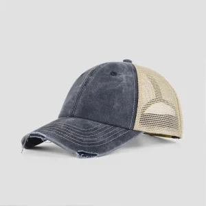 Vintage Distressed Cotton Sand Trucker Hat